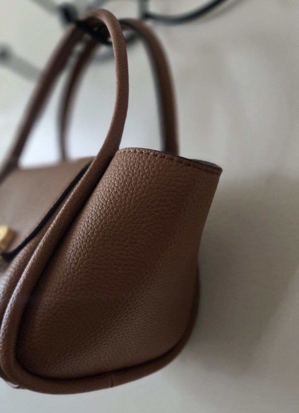 House Of LittleBunny Brown Pebbled Leather Mini Top-Handle Bag & Crossbody Strap - Picture 3 of 8